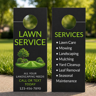 Black Green Lawn Care Landscaping Professional Door Hanger