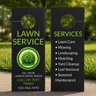 Black & Green Lawn Care Professional Door Hanger