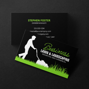 Black Green Lawncare Landscaping Lawn Mowing Business Card