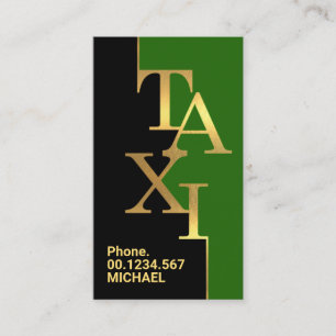 Black Green Layers Gold Taxi Signage Ride Share Business Card