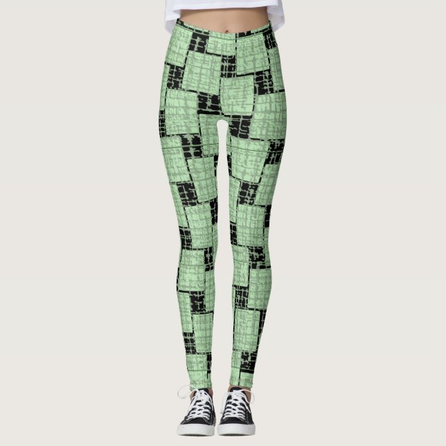 Black & Green Leggings Long (Front)