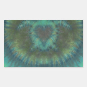 Black Green Love Turtles Heart Tie Dye Rectangular Sticker