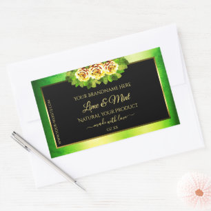 Black Green Marble Product Labels Flowering Roses