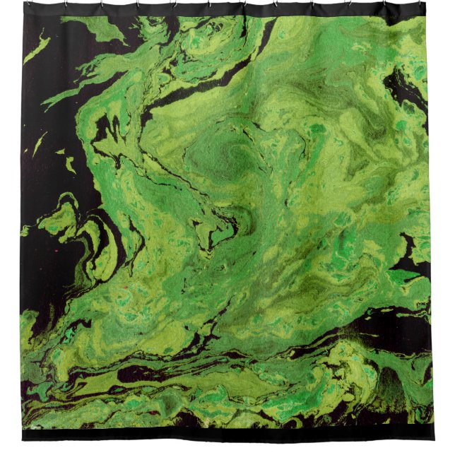 Black green marble shower curtain (Front)