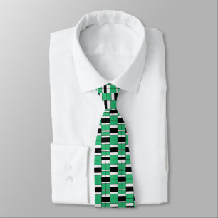 Black Green Mid Century Geometric Tie