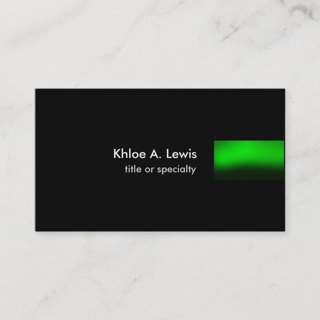 Black Green Modern Unique Plain Trend Professional Business Card (Front)