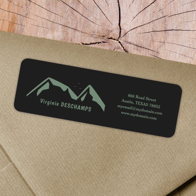 Black & Green Mountains Return Address Label (Black & Green Mountains Return Address Label)