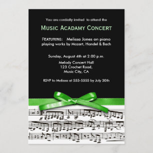 Black & green musical concert recital performance invitation