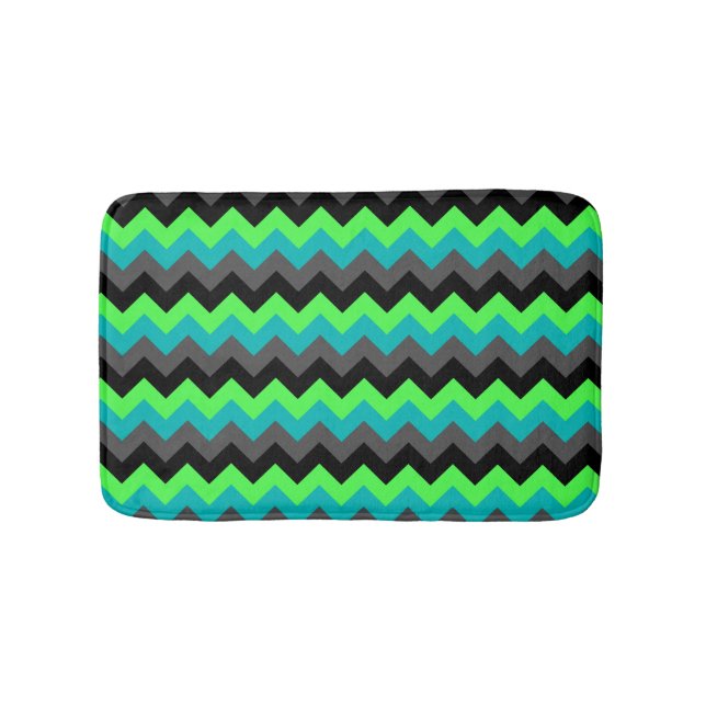 Black Green Ombre Chevrons Small Bath Mat (Front)