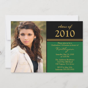 Black & Green Photo Graduation Invitation