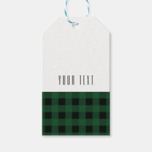 Black Green Plaid Buffalo Chequered Pattern Modern Gift Tags