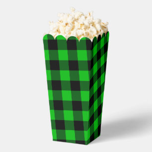 Black Green Plaid Check Popcorn Box