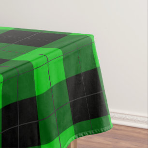 Black Green Plaid Checked Tablecloth