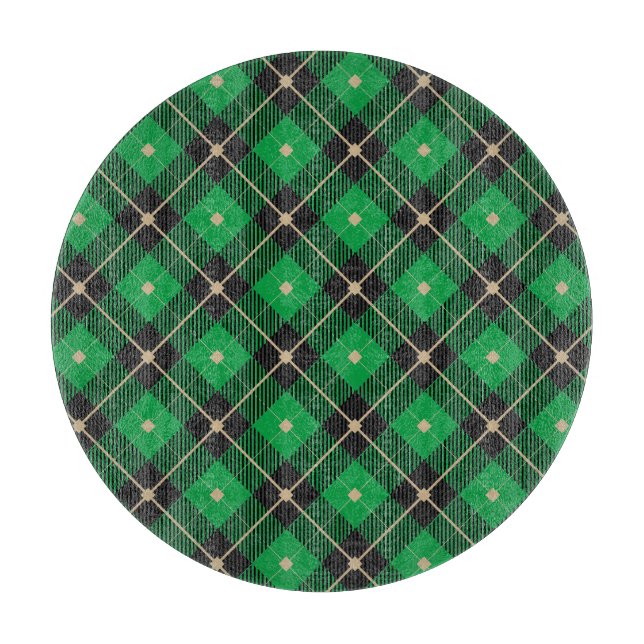 Black Green Plaid Pattern Cutting Board (Front)