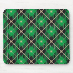 Black Green Plaid Pattern Mouse Mat