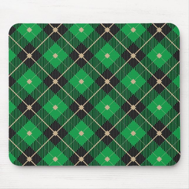 Black Green Plaid Pattern Mouse Mat (Front)