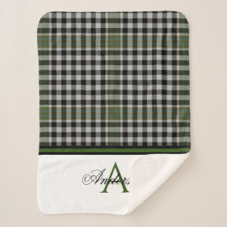 Black & Green Plaid Personalised  Sherpa Blanket