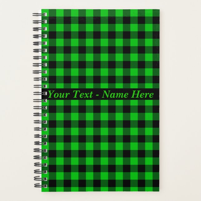 Black Green Planner Personalised Custom Text (Front)