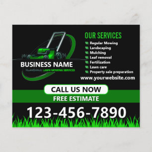 Black Green Professional Lawn Care Landscaping Flyer