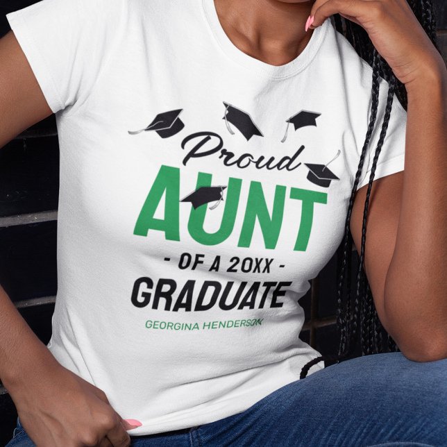 Black Green Proud Aunt 2025 Graduate T-Shirt (Creator Uploaded)