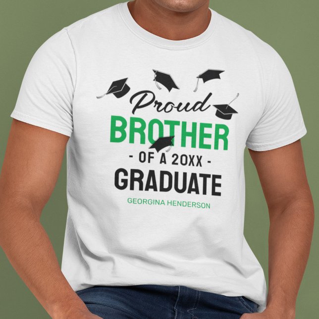 Black Green Proud Brother 2025 Graduate T-Shirt (Creator Uploaded)