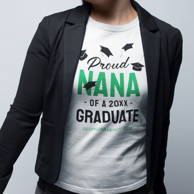 Black Green Proud Nana 2025 Graduate T-Shirt (Creator Uploaded)