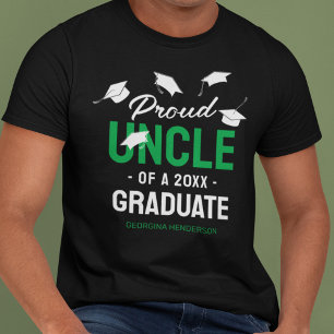Black Green Proud Uncle 2025 Graduate T-Shirt