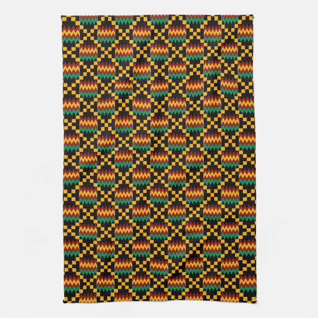Black, Green, Red, and Yellow Kente Cloth (Vertical)