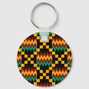 Black, Green, Red, and Yellow Kente Cloth Key Ring