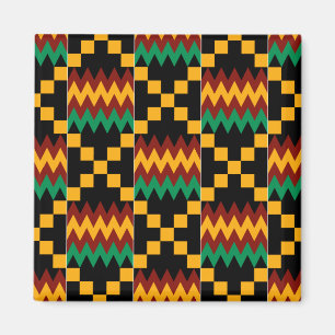 Black, Green, Red, and Yellow Kente Cloth Magnet