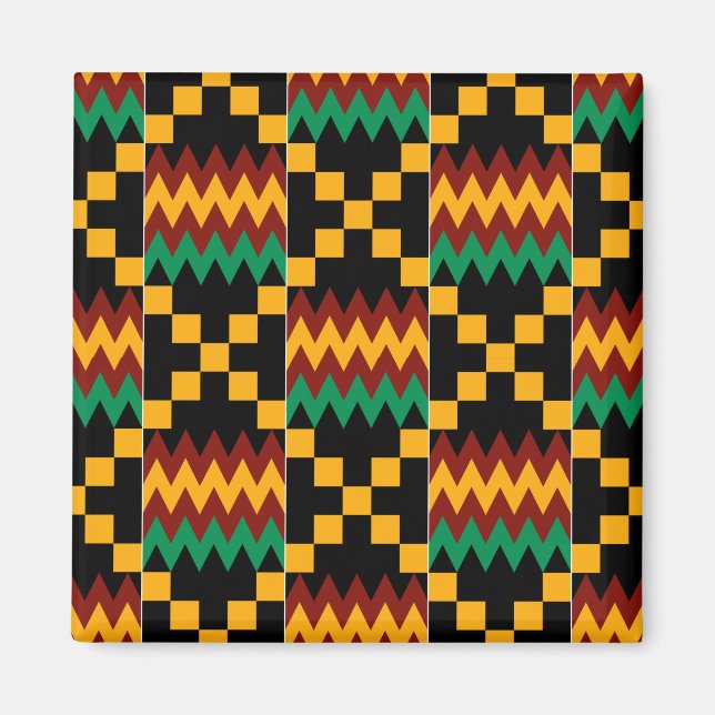 Black, Green, Red, and Yellow Kente Cloth Magnet (Front)