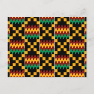 Black, Green, Red, and Yellow Kente Cloth Postcard