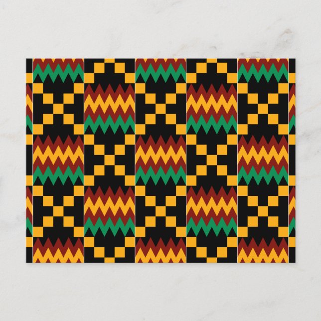 Black, Green, Red, and Yellow Kente Cloth Postcard (Front)