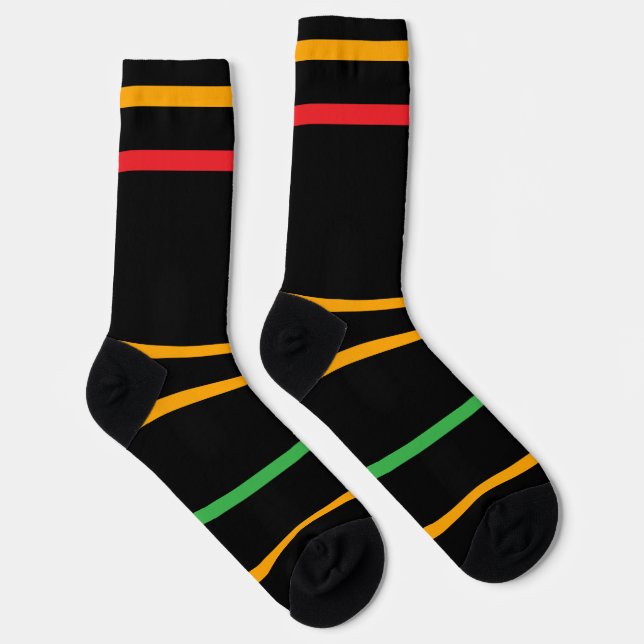 Black Green Red Orange Stripes Halloween Socks (Right)