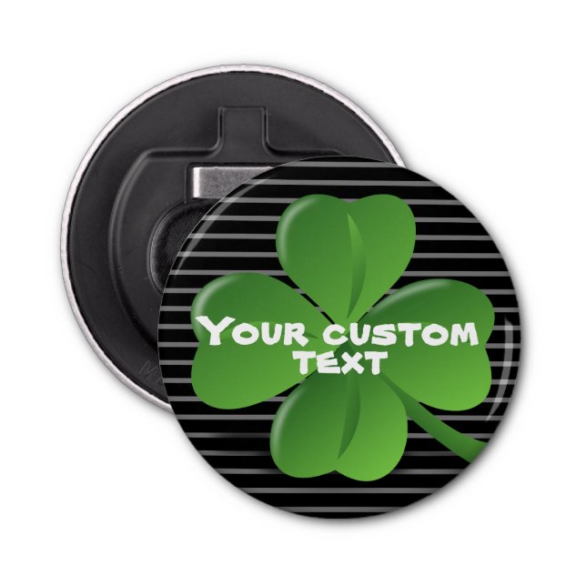 Black Green Shamrock Customisable Saint Patricks Bottle Opener (Front)
