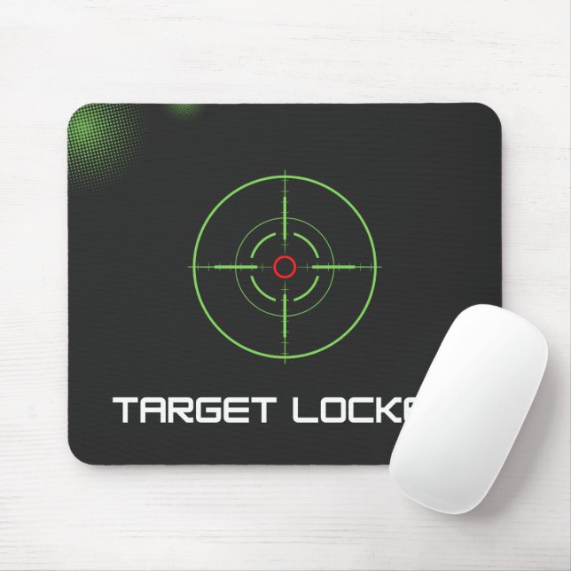 Black Green Simple Dark Target Locked Mouse Mat (With Mouse)