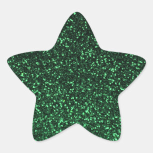 Black green sparkly glitter star sticker