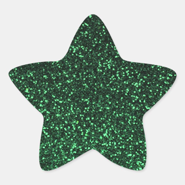 Black green sparkly glitter star sticker (Front)