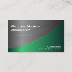 Black Green Stainless Steel Curved, Business Card