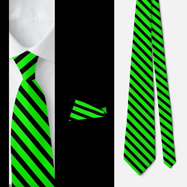 Black Green Stripes Abstract Pattern     Tie (Creator Uploaded)
