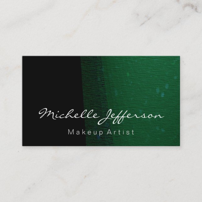 Black Green Stylish Makeup Artist Business Card (Front)