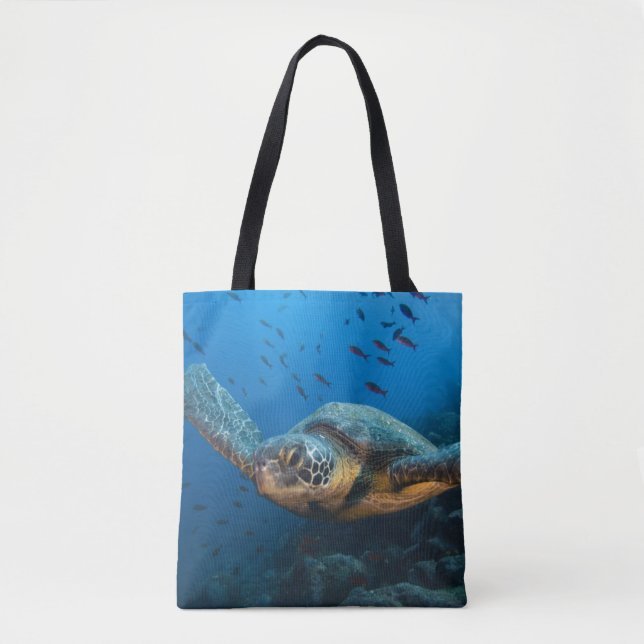 Black (Green) Turtle (Chelonia agassizi) Tote Bag (Front)