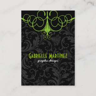 Black & Green Vintage Damasks Business Card