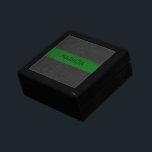 Black & Green Vintage Leather Image Gift Box<br><div class="desc">Elegant image of black and green stitched vintage leather texture with customisable monogram.</div>