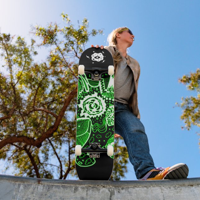 Black Green White Abstract Skateboard (Outdoor 1)