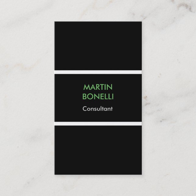 Black Green White Border Stylish Business Card (Front)