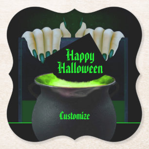 Black & Green Witches Brew Paper Coaster