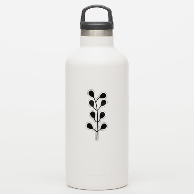 Black Greenery Branch Cutom Cut Transparent (Waterbottle)
