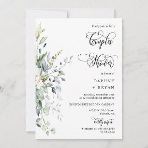 Black Greenery Couples Shower QR Code Photo Invitation