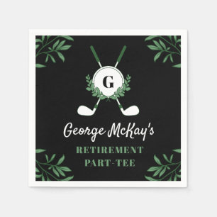 Black Greenery Golf Themed Retirement Party Napkin